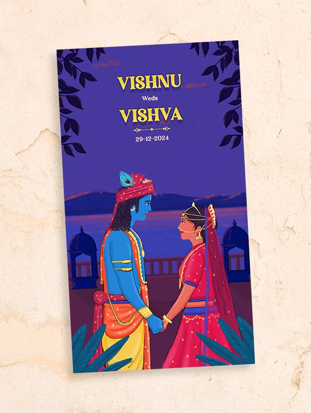 Traditional Indian Gujarati Wedding Invitation Card with Hindi, and English Language Options