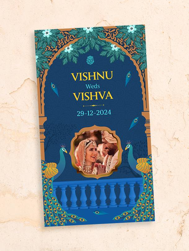 Traditional Indian Wedding Invitation Card with Gujarati, Hindi, and English Language Options Thumbnail