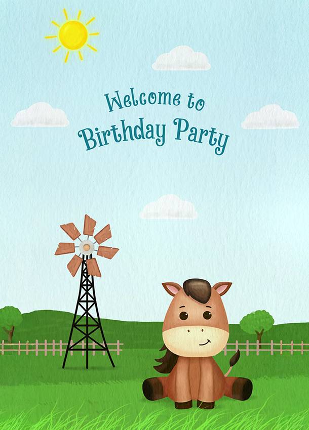 Farm Adventure Theme Birthday Invitation Card