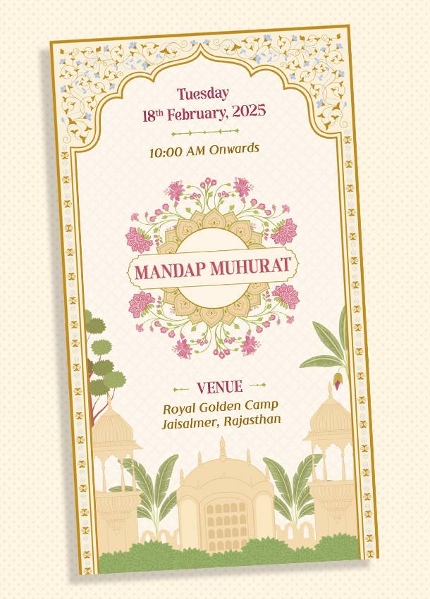 Thumbnail Majestic Floral Theme Indian Wedding invitation Card