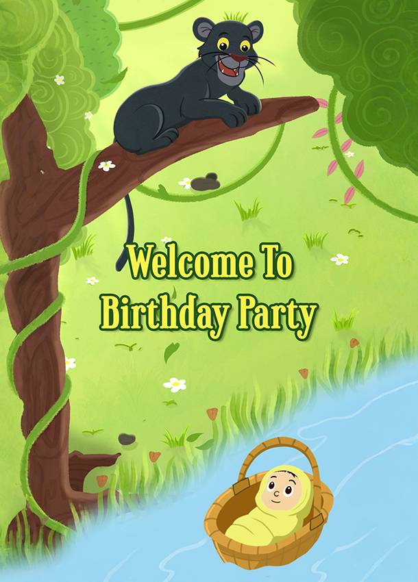 Mowgli Jungle Book Birthday Invitation