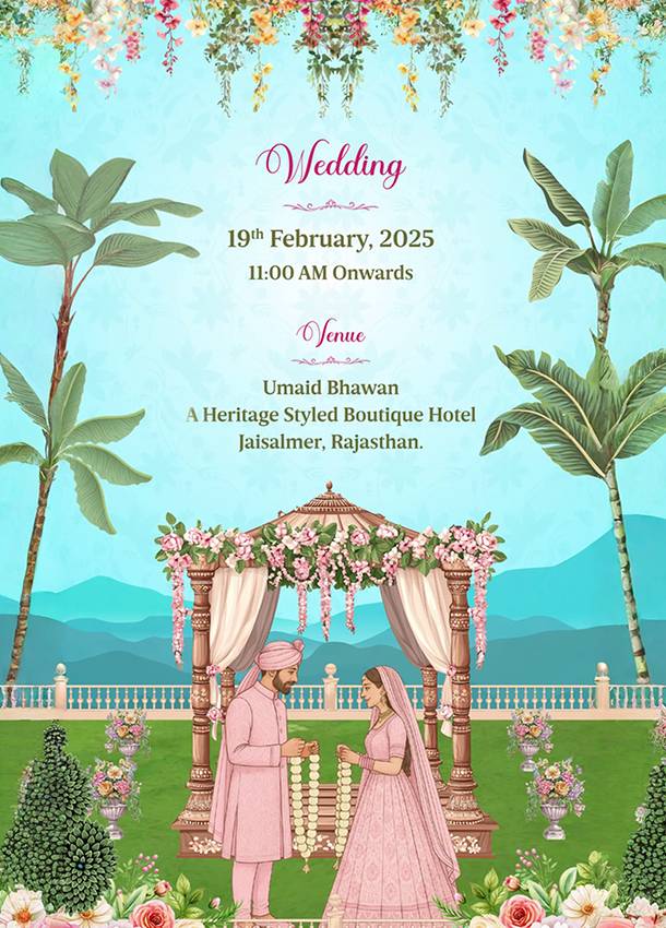 Thumbnail Traditional Royal Theme Indian Wedding Invitation Card with Indian and Cultural Motifs