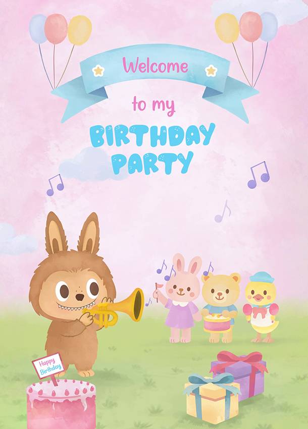 Thumbnail Labubu Theme Birthday Invitation Card 4