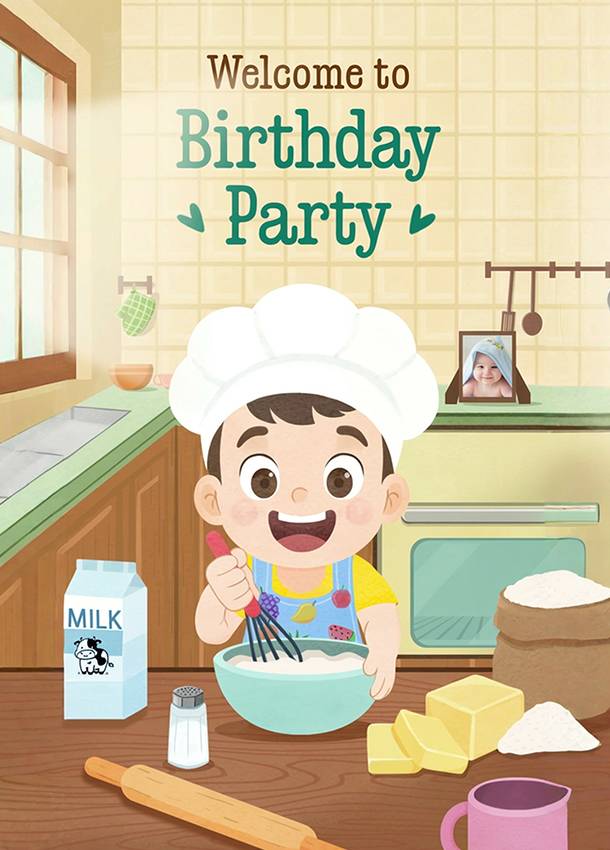 Thumbnail Little Chef Theme Birthday Invitation Card