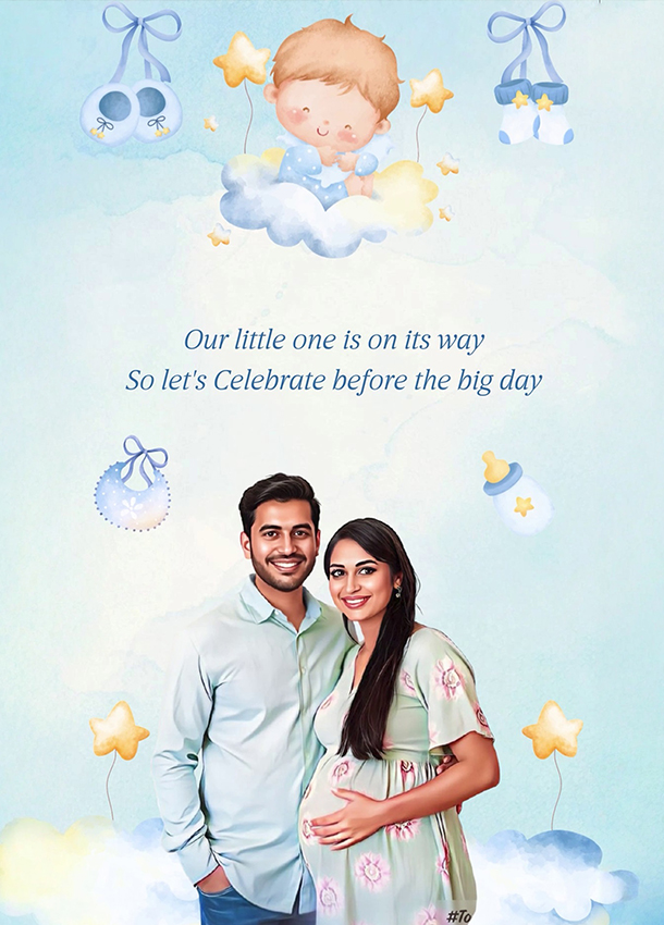 Celestial Baby Shower Gujarati Invitation 2