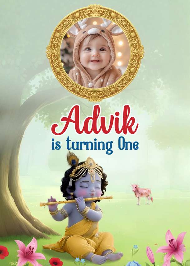 Bal Krishna Birthday Party Invitation