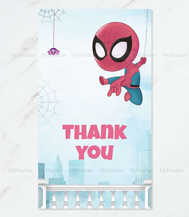Little Baby Spiderman Theme Birthday Invitation Card 1