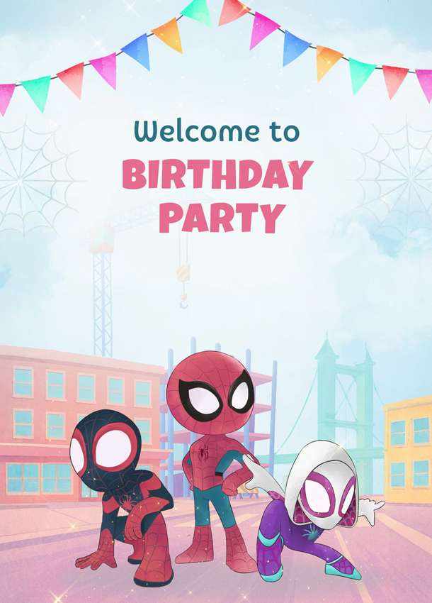 Little Baby Spiderman Theme Birthday Invitation Card Thumbnail