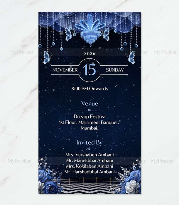 Dreamy Celestial Theme Engagement Invitation 1