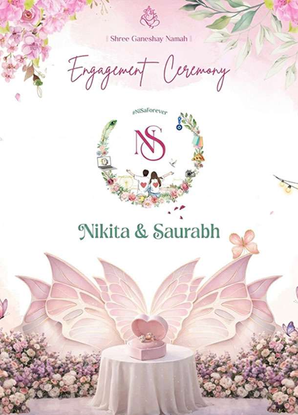Thumbnail Butterfly Bliss Engagement Invitation in Gujarati