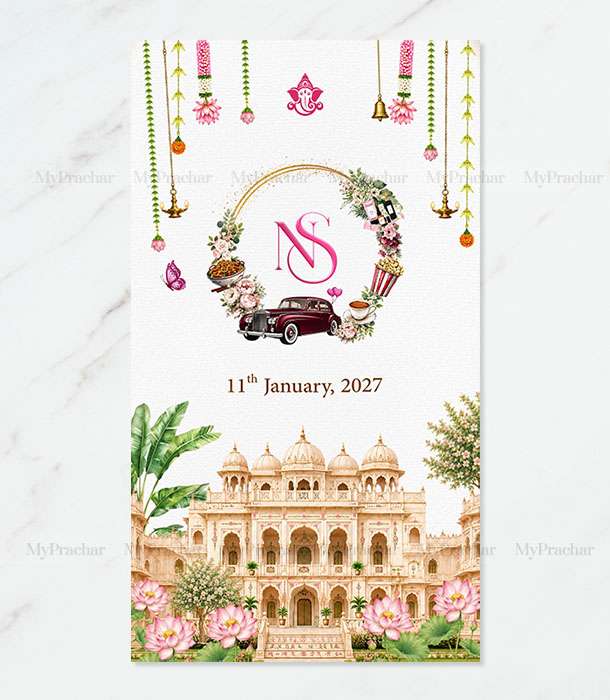 Pushp mahal Wedding Invitation In Gujarati 1