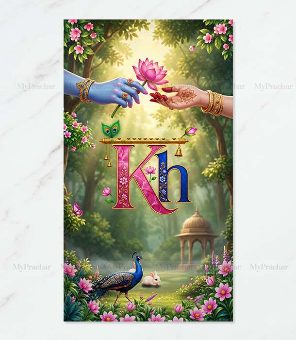 Radha & Krishna Theme Engagement Invitation 4