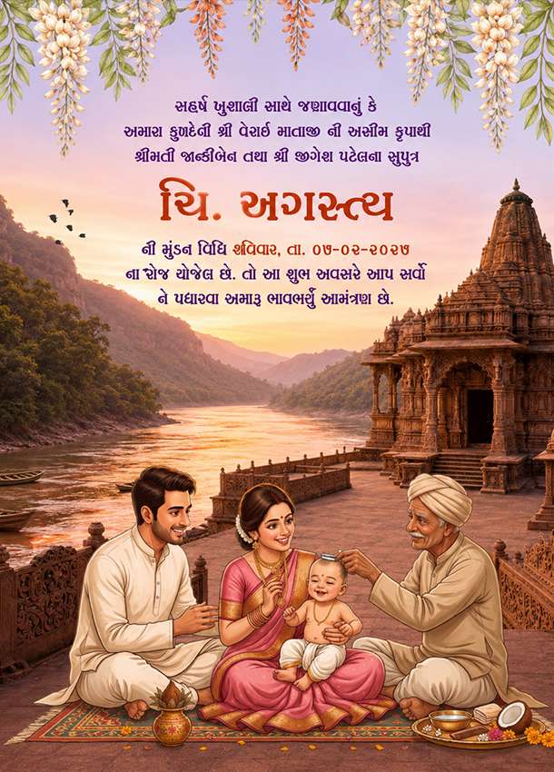 Ai Theme Mundan Sanskar Invitation