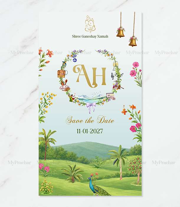 Hand Draw Theme Wedding Invitation 1