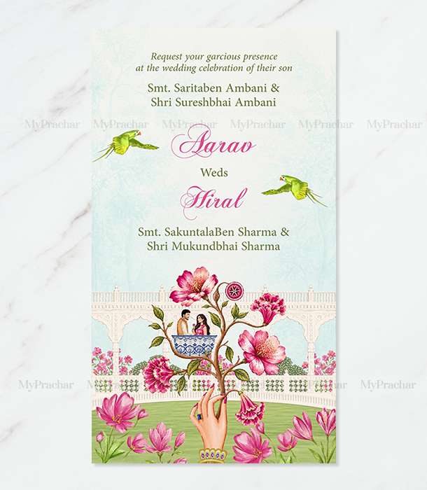 Hand Draw Theme Wedding Invitation 1