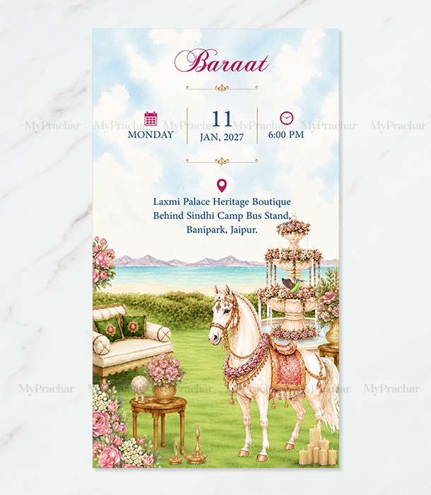 Hand Draw Theme Wedding Invitation 1