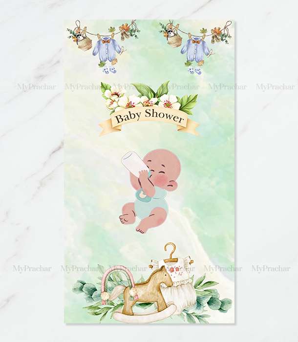 Pastle Garden Theme Baby Shower Invitation In English 2
