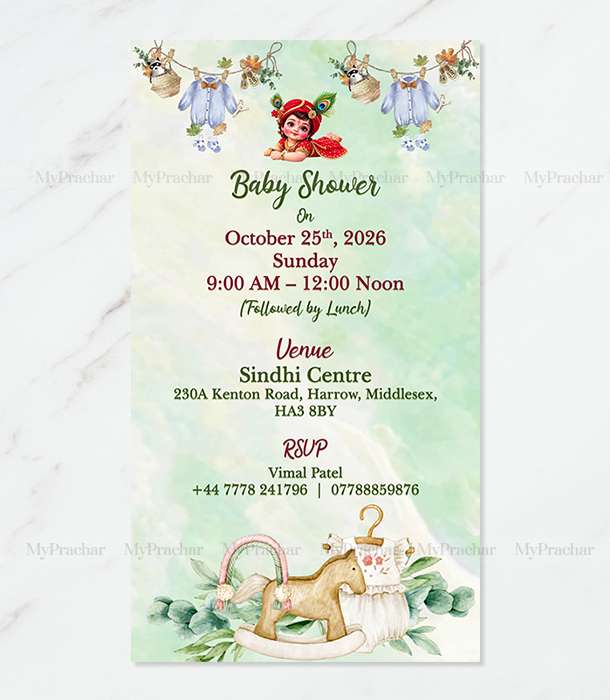 Pastle Garden Theme Baby Shower Invitation In English 7
