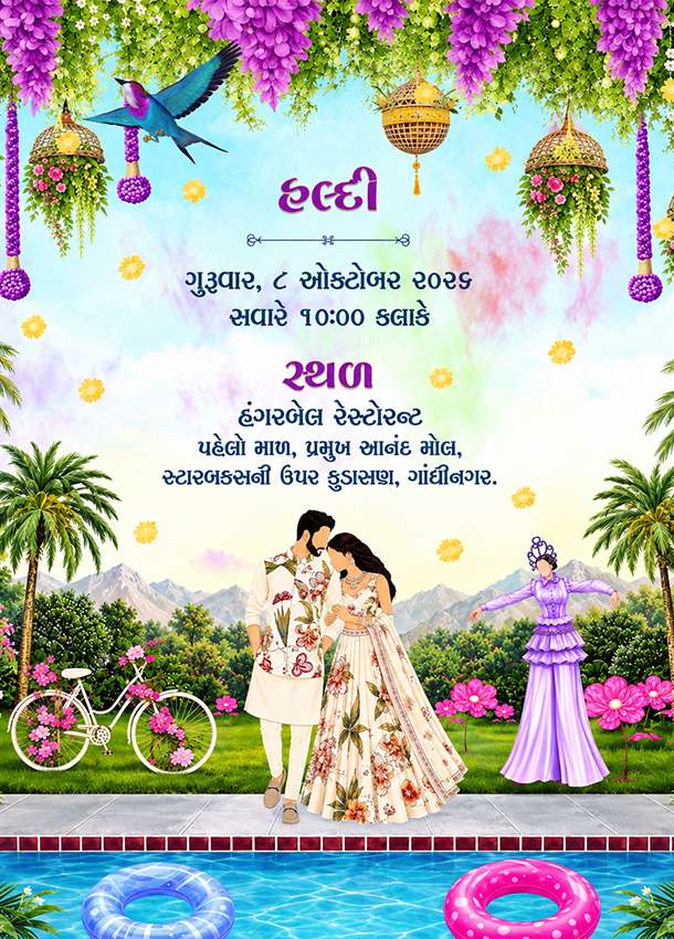 Bandhan Bliss Theme Wedding Invitation in Gujarati