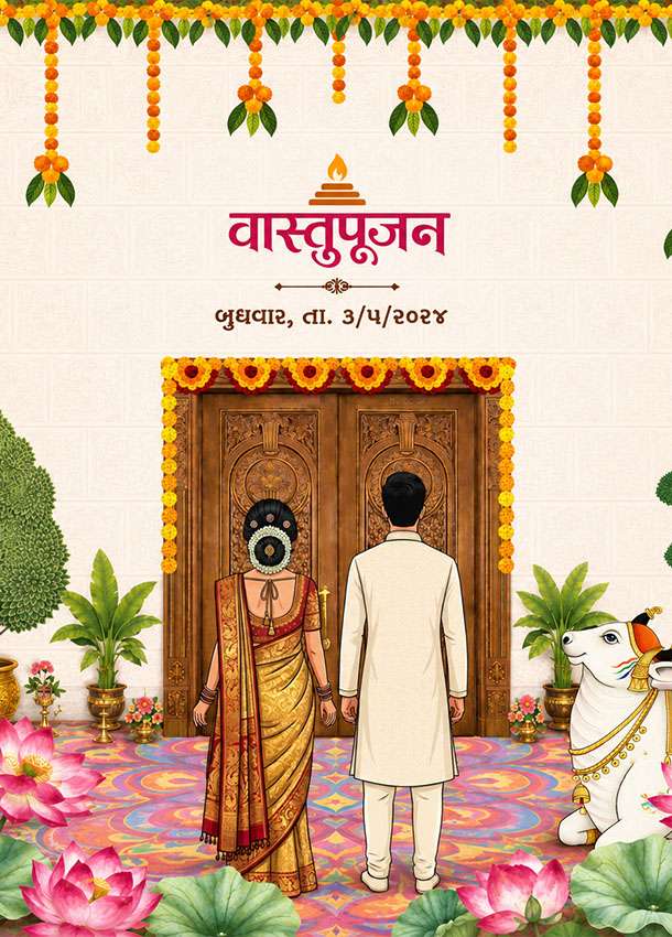 Pichhawai Theme Vastu Punjan Invitation Insta