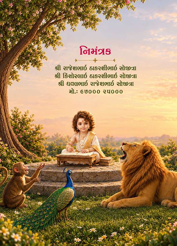 Swaminarayan Theme Baby Shower Invitation In Gujarati 5